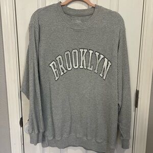 Aerie Brooklyn Gray Waffle Knit Sweater